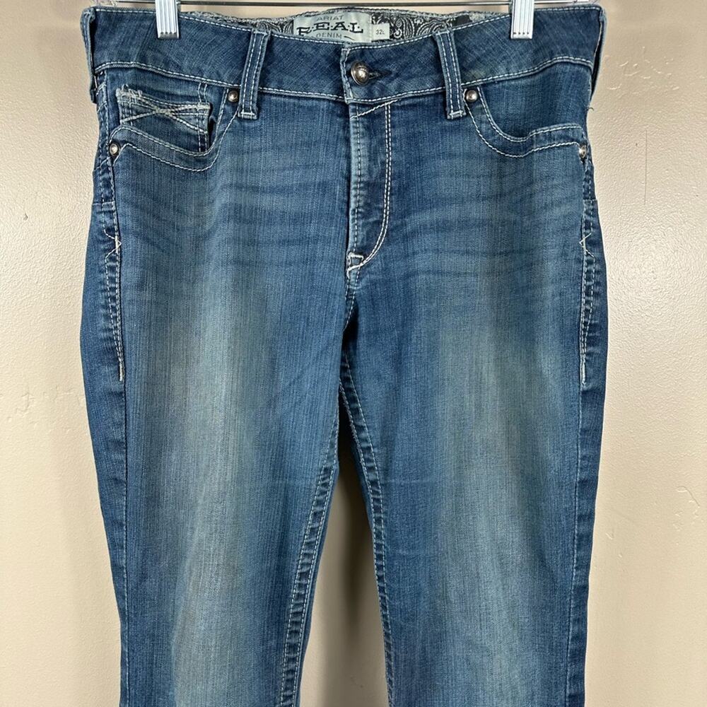 ARIAT WOMEN'S REAL DENIM OCEAN STRAIGHT LEG RIDING JEANS INDIGO BLUE SIZE 32 L - Picture 5 of 7